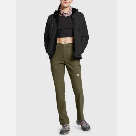 Eddie Bauer First Ascent Cargo Pants Womens Size 18 Olive Green Hiking Travel - Picture 1 of 11
